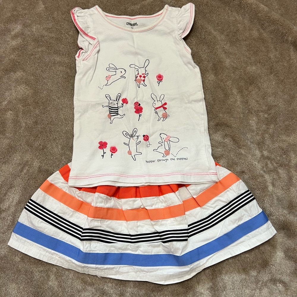 Gymboree White and Orange Kids Matching Set 2T